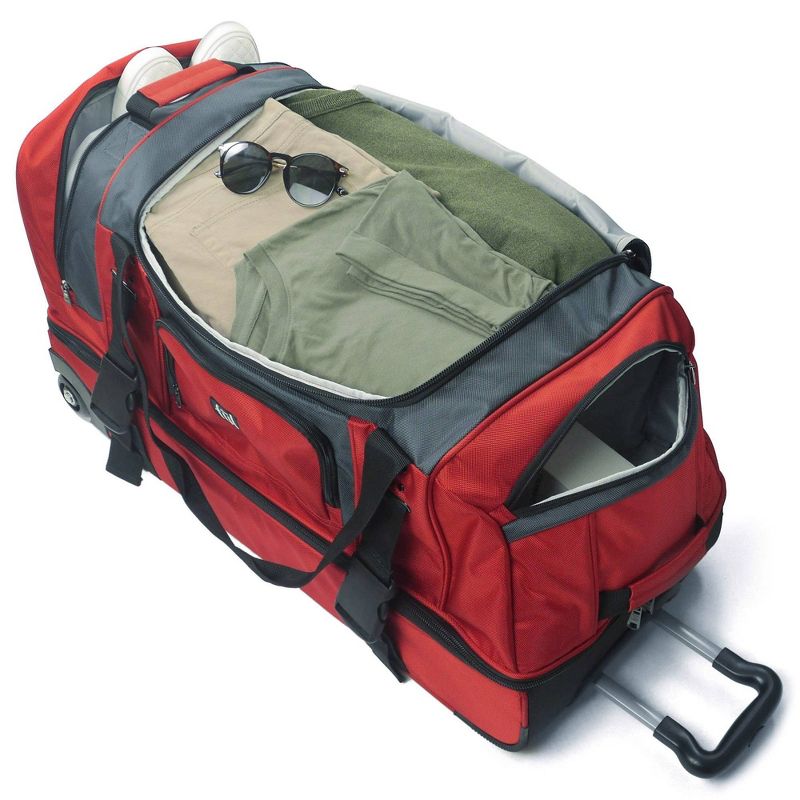 FUL Rig 30" Rolling Duffel Bag - Red/Gray
