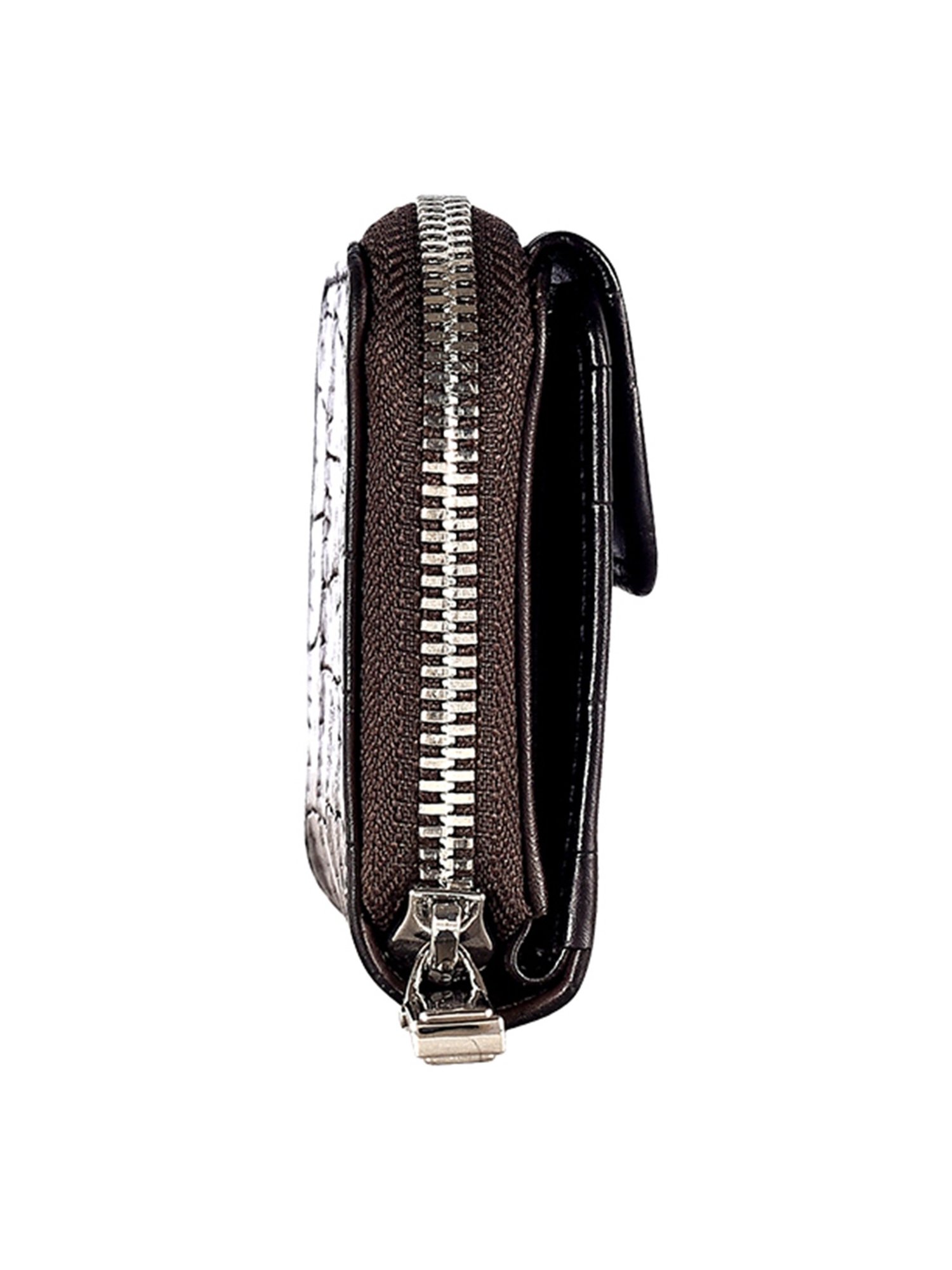 Eske Eva Dark Brown Textured Zip Around Wallet for Women