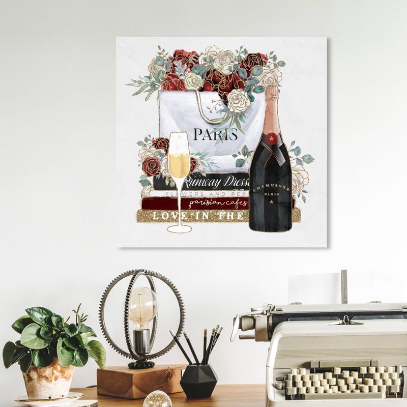 12" x 12" Shopping and Flowers Fashion and Glam Unframed Canvas Wall Art in Pink - Wynwood Studio Prints