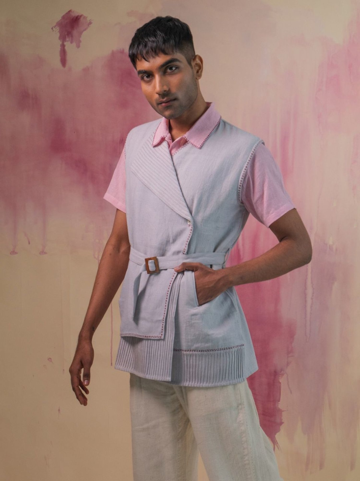 Lafaani Light Grey Phosphene Unisex Asymmetrical Jacket