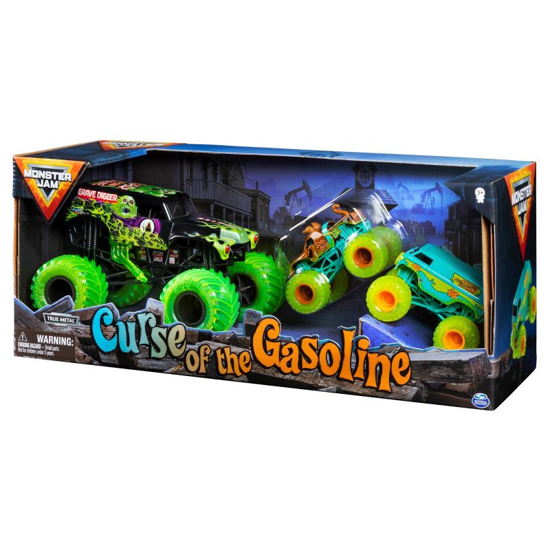 Monster Jam  Curse Of The Gasolin  Grave Digger -  3-Pack Bundle