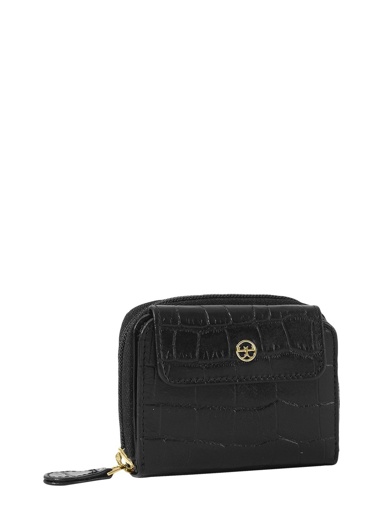 Eske Black Animal Effect Zip Around Wallet for Women