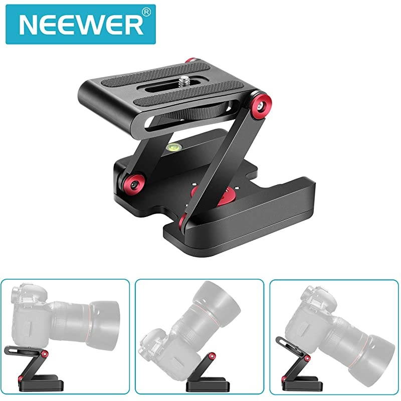 Folding Z Flex Tilt Head Tripod Ball Head Quick Shoe QR Plate Aluminum Alloy Camera Bracket Bubble Level Compatible Canon Nikon Sony Camera Camcorder Tripod Slider RailRed