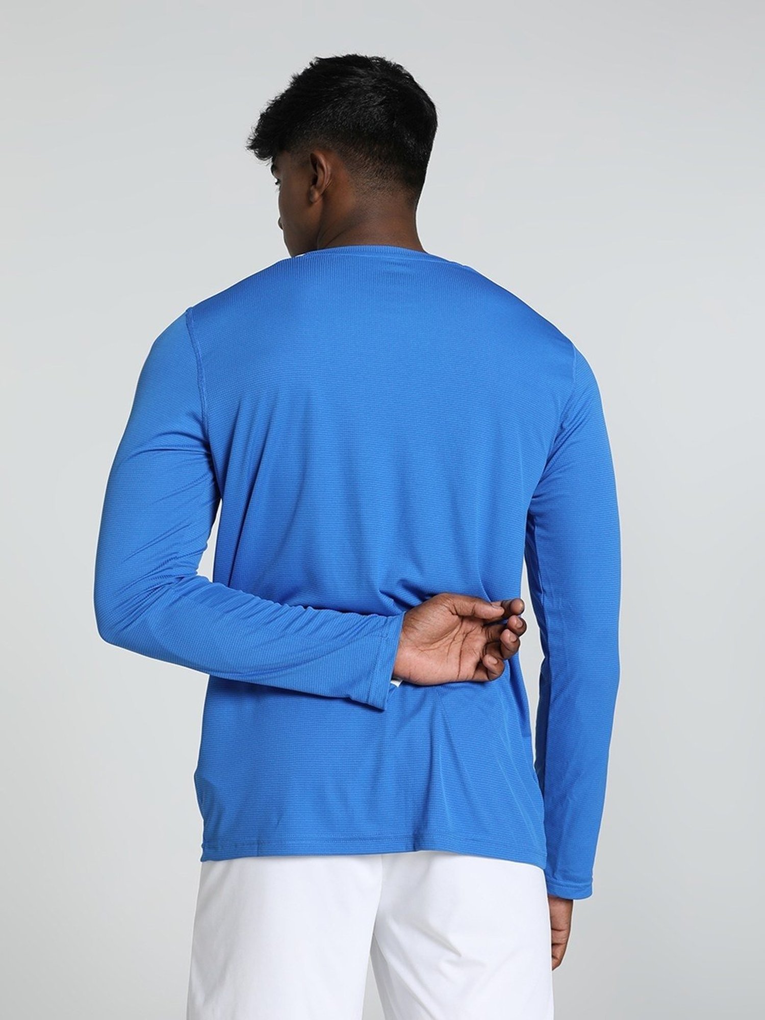 Puma Team Power Blue-Puma White Regular Fit Colour Block Sports T-Shirt