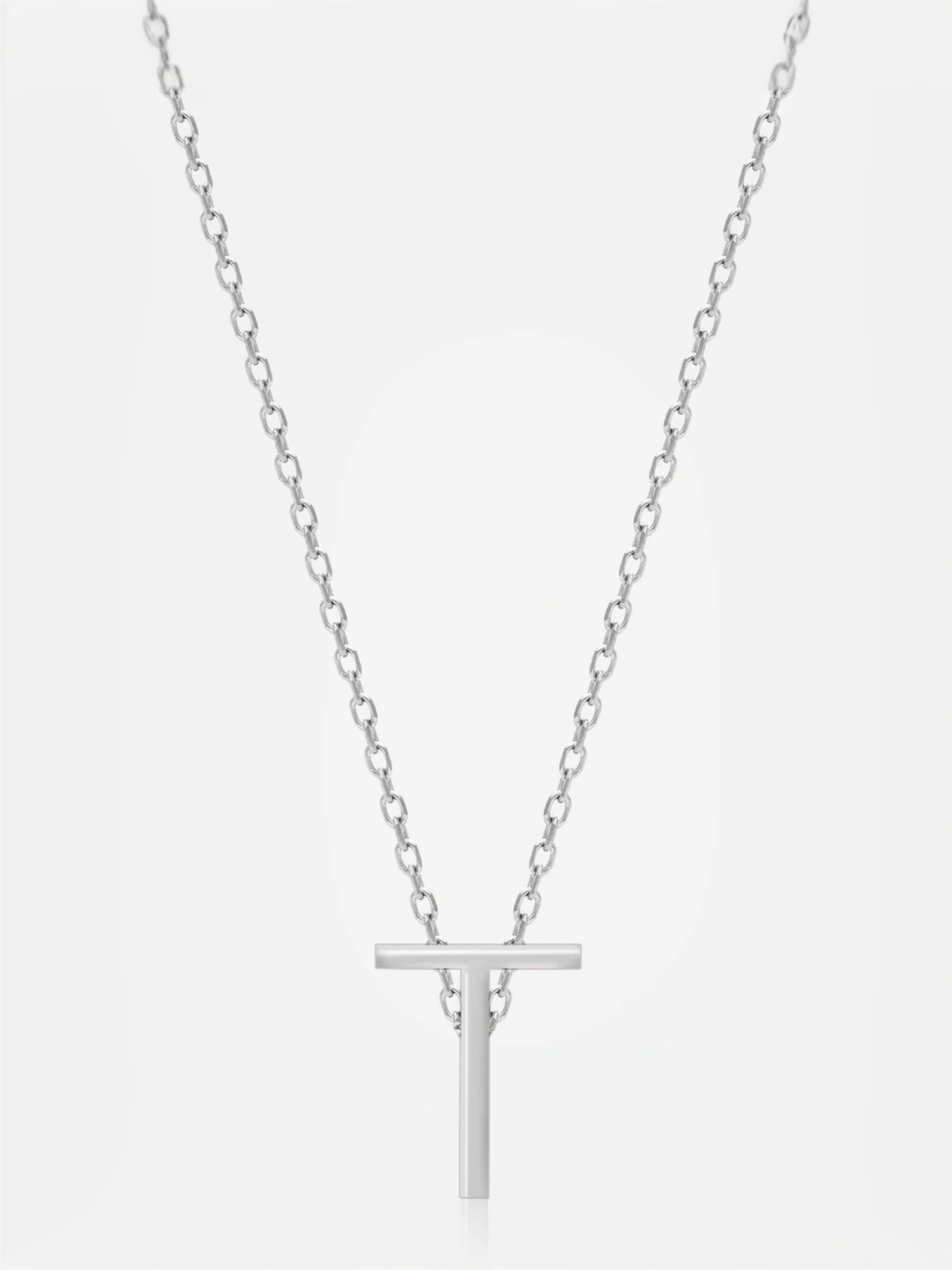 Touch925 Sterling Silver Timeless T Initial Chain Pendant