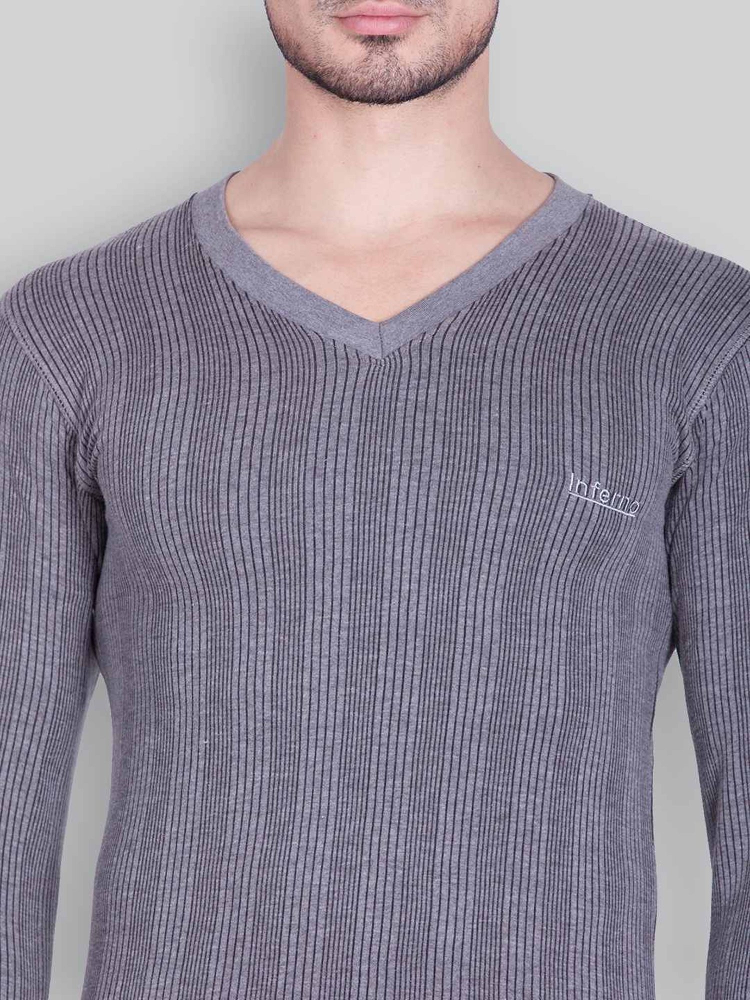 LUX Inferno Charcoal Skinny Fit Striped Thermal Set - Pack of 2
