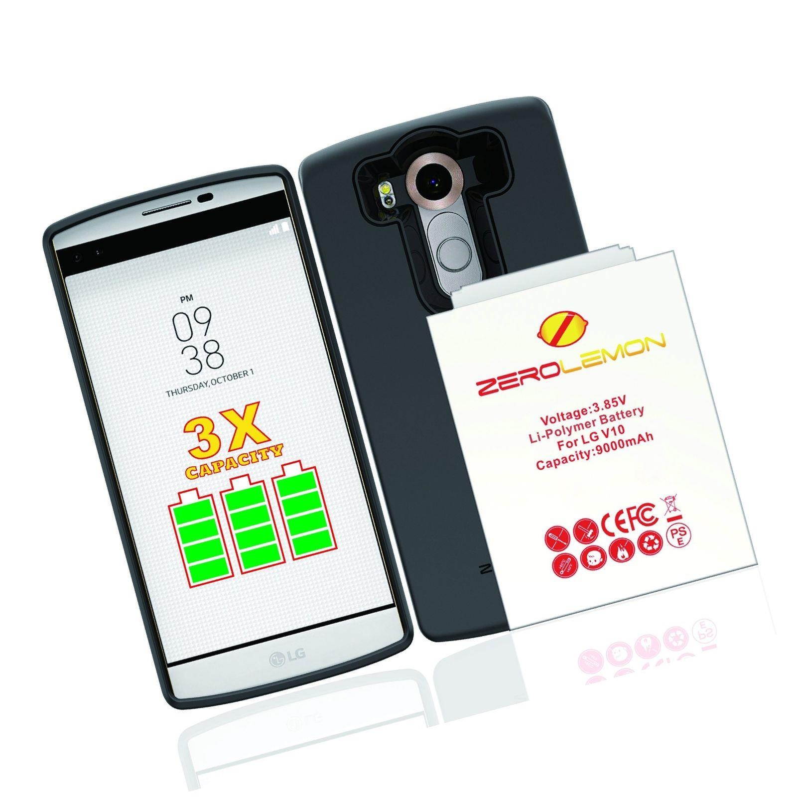 LG V10 Battery Case ZeroLemon LG V10 9000mAh TriCell Extended Battery + Soft ...