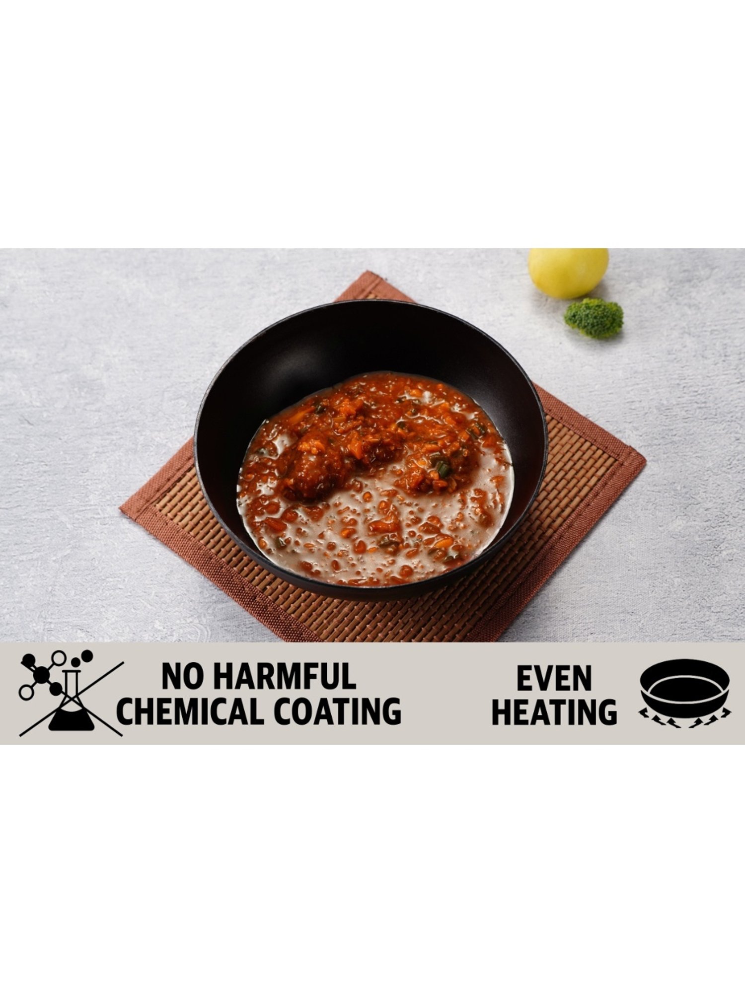 Sumeet Pre Seasoned Carbon Steel (Iron) Deep Tasra for Frying|17.3cm-950ml, Gas & Induction-Friendly