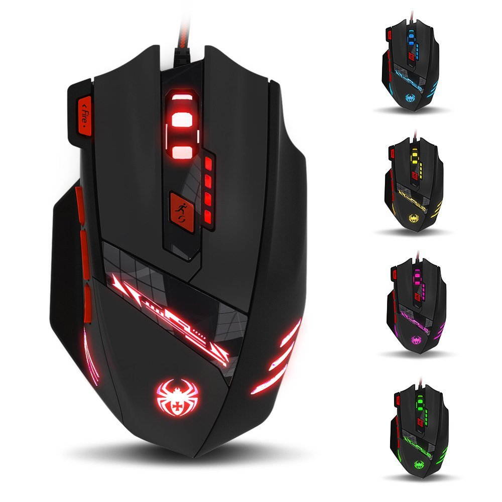 AGPtek Zelotes T90 Professional 1000/1600/2400/3200/5500/8000 DPI USB Wired Gaming Mouse Optical LED 8 Buttons for Pro Gamer