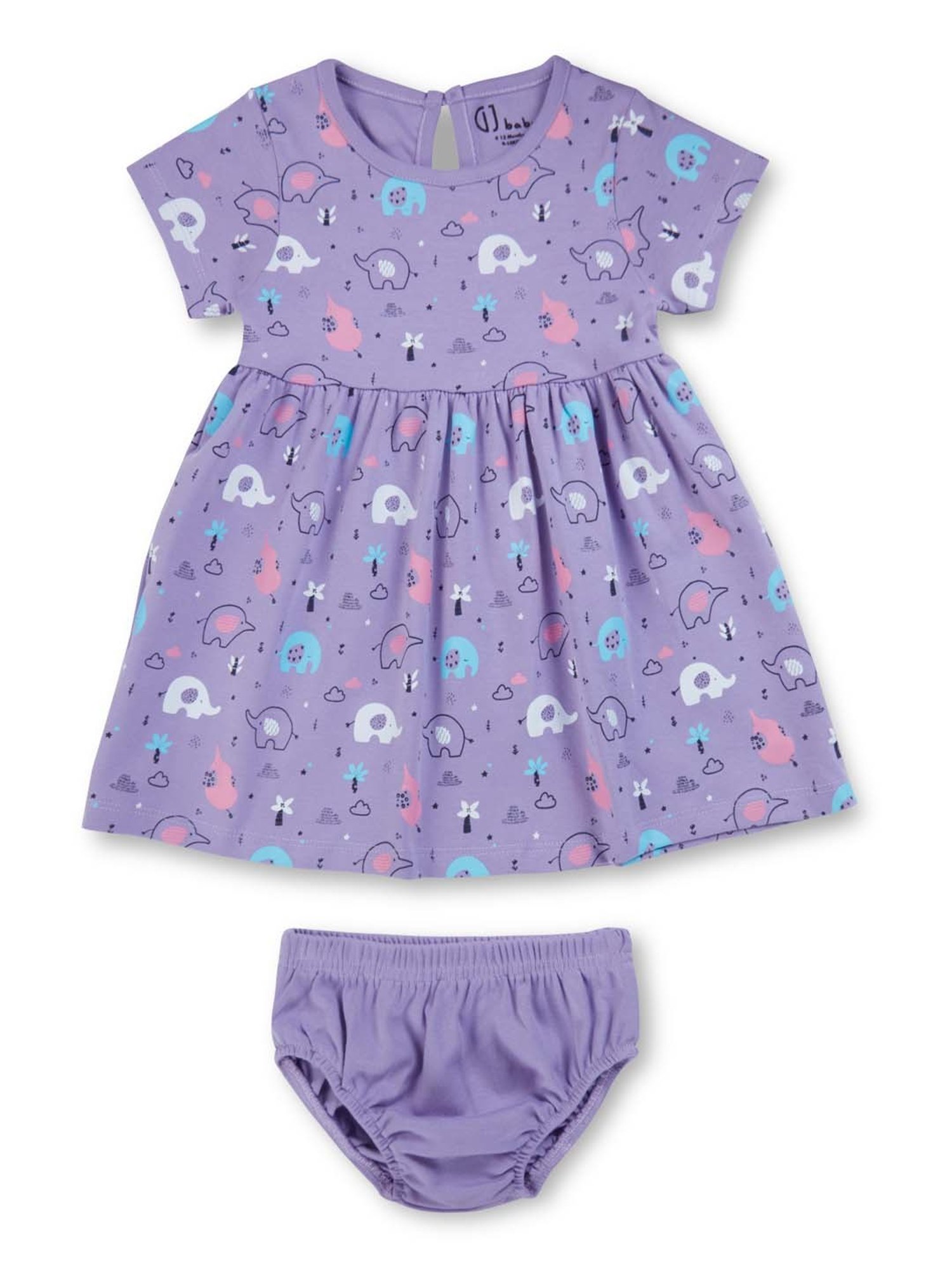 GJ baby Kids Purple Cotton Printed Dress Set