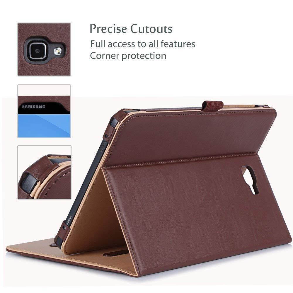 ProCase Samsung Galaxy Tab A 10.1 Case - Stand Folio Case Cover for Galaxy Tab A 10.1" Tablet SM-T580 T585 T587 (NO S Pen Version), with Multiple Viewing Angles, Document Card Pocket - Brown