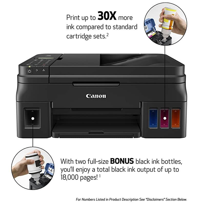 PIXMA G4210 Wireless AllInOne Supertank Megatank Printer Copier Scan Fax and ADF with Mobile Printing Black One Size Works with Alexa