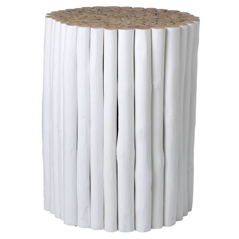 Serenity Teak Round Stool White - East at Main