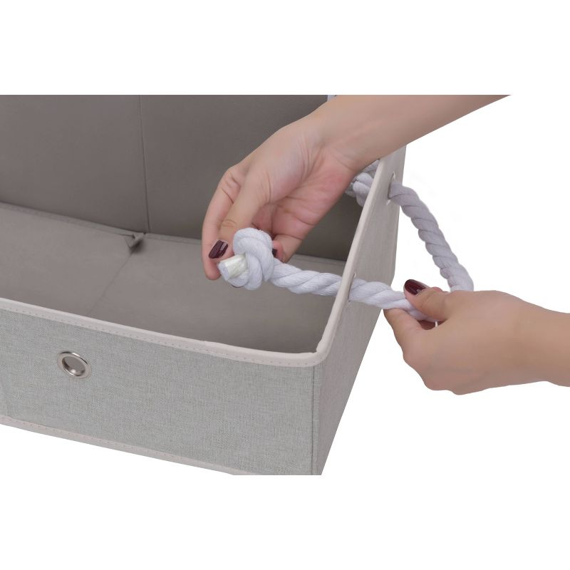 StorageWorks Set of 2 Fabric Storage Bins with Cotton Rope Handles and Low Front Wall Comfort