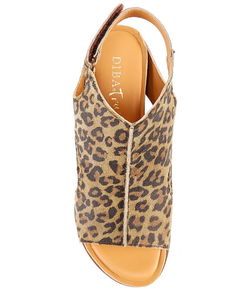 Diba True Get Along Leopard Print Suede Cut Out Wedge Sandals