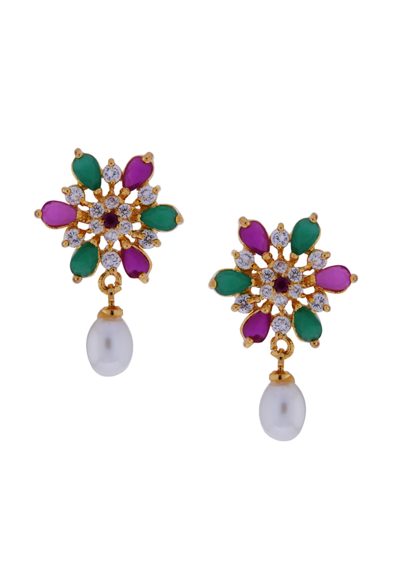 Sri Jagdamba Pearls Sitara Golden Alloy Drop Earring