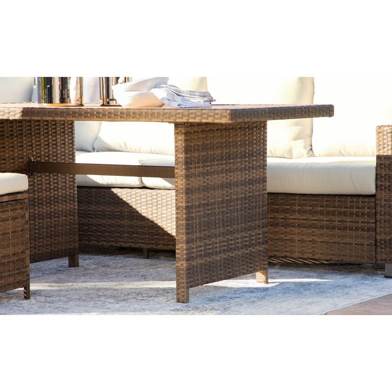 Milano 5pc Outdoor Wicker Sofa Dining Set - Brown - Coaster