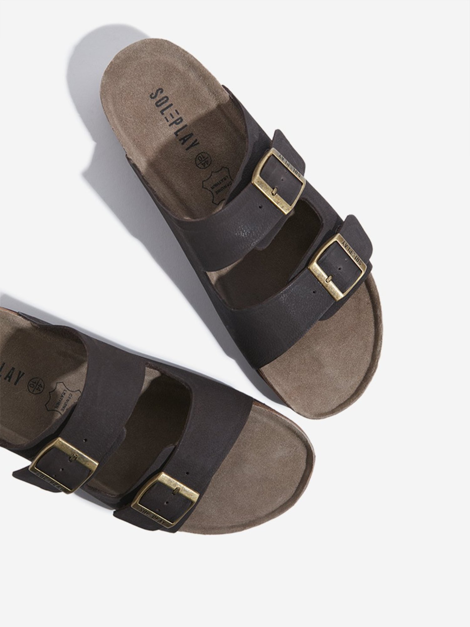 SOLEPLAY by Westside Dark Brown Dual-Strap Slip-On Sandals