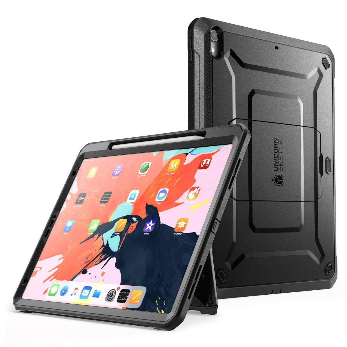ipad pro 11 case 2018, supcase support pencil charging with built-in screen protector full-body rugged kickstand protective cas