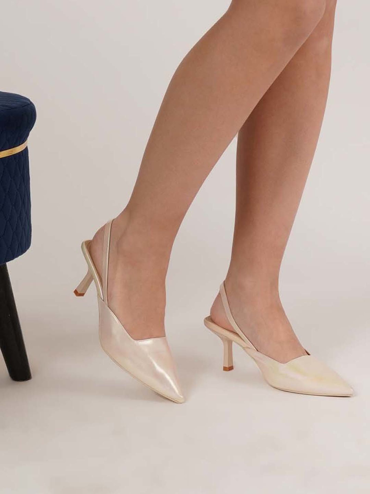 Sherrif Women's Golden Sling Back Stilettos