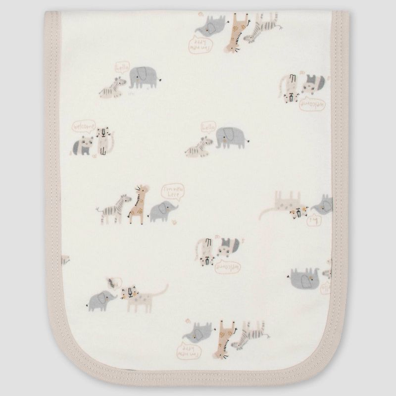Gerber Baby 4pk Bear Interlock and Terry Burp Cloth Set - Cream