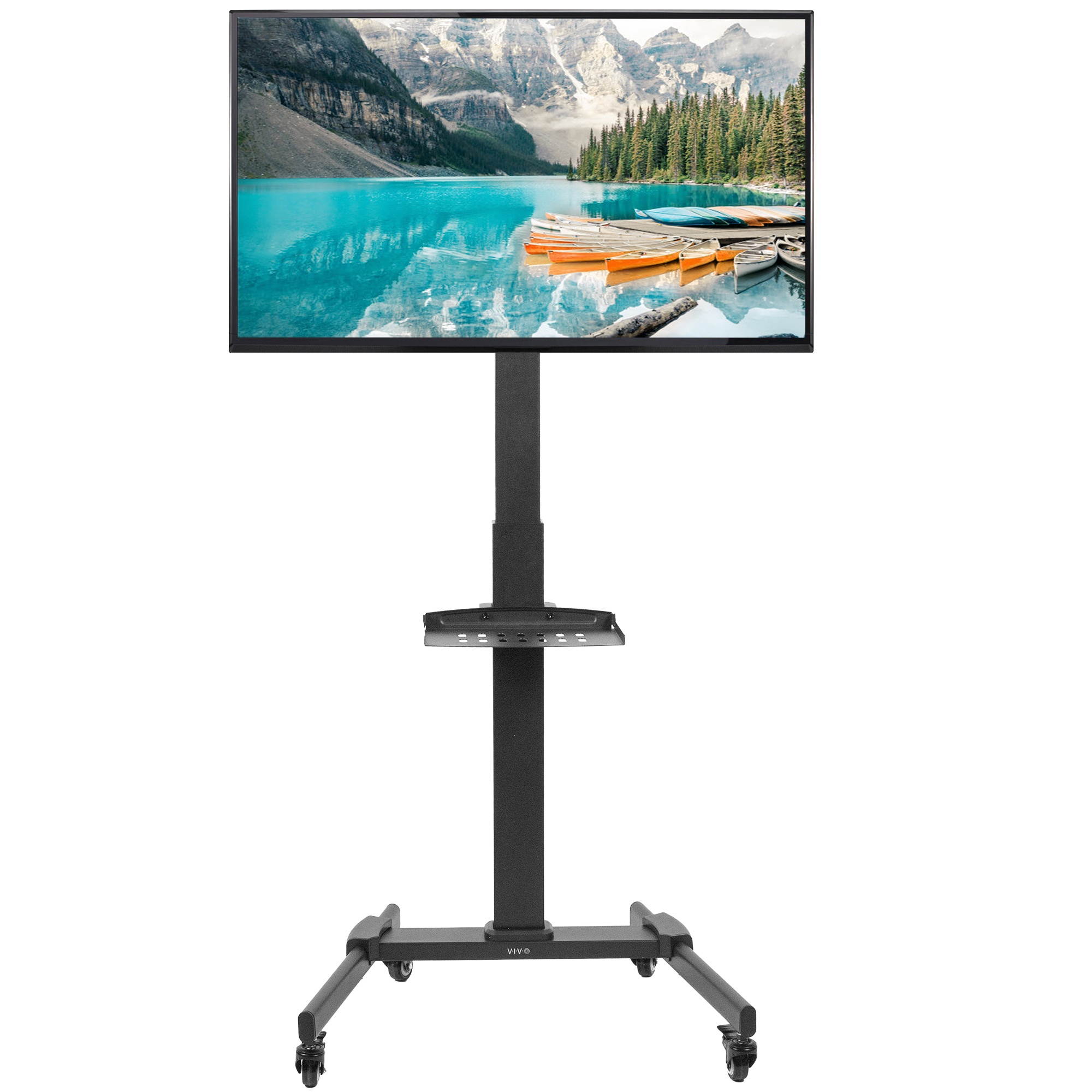 VIVO Black Rolling TV Cart for 32" to 55" LCD LED Plasma Flat Panel Screens | Mobile Stand with Wheels (STAND-TV05L)