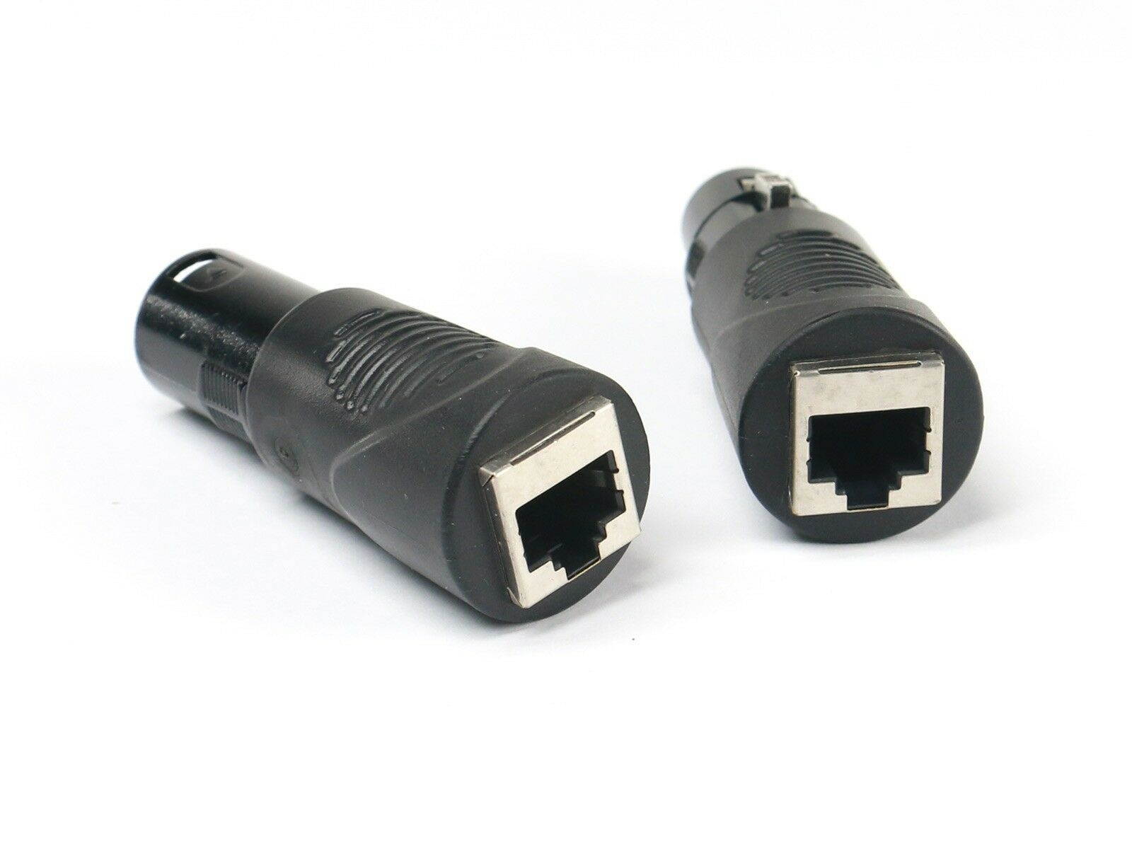 2 Sets RJ45 Cat5 Ethernet to 3 Pin XLR DMX Female & Male Adapter Set