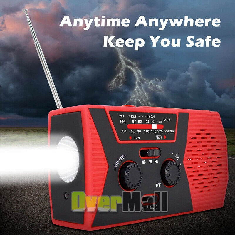 KA340 5Way Powered Rechargeable LED Camping Lantern Emergency AMFMSW NOAA Weather Alert Radio with Bluetooth Flashlight 5V USB Mobile Phone Charger MP3 Player Siren Gold