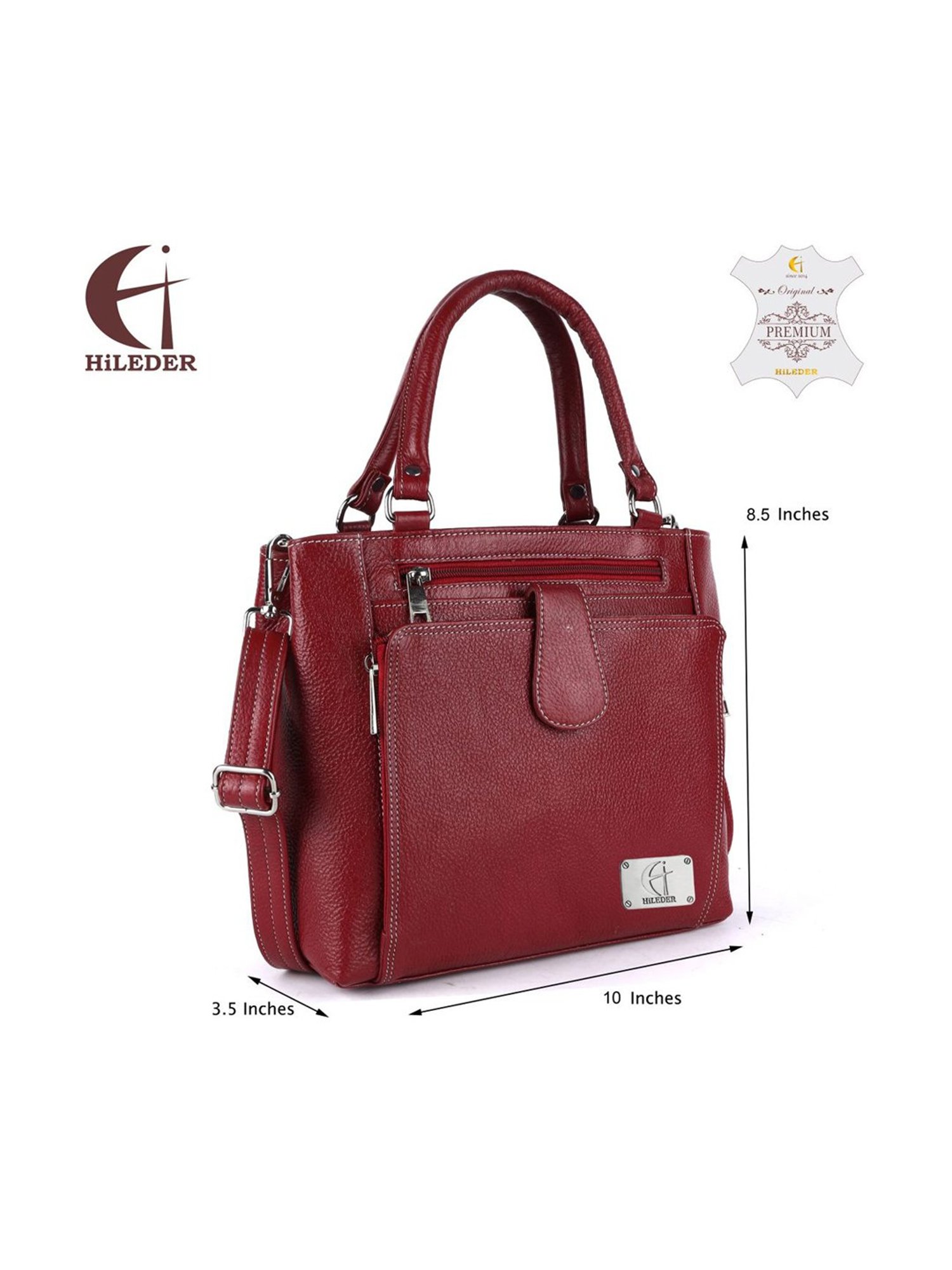 HiLEDER Maroon Solid Medium Handbag