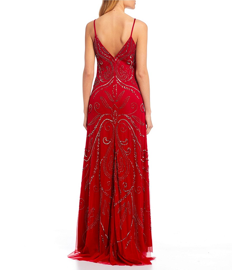 Jump Spaghetti Strap Beaded Pattern Long Dress