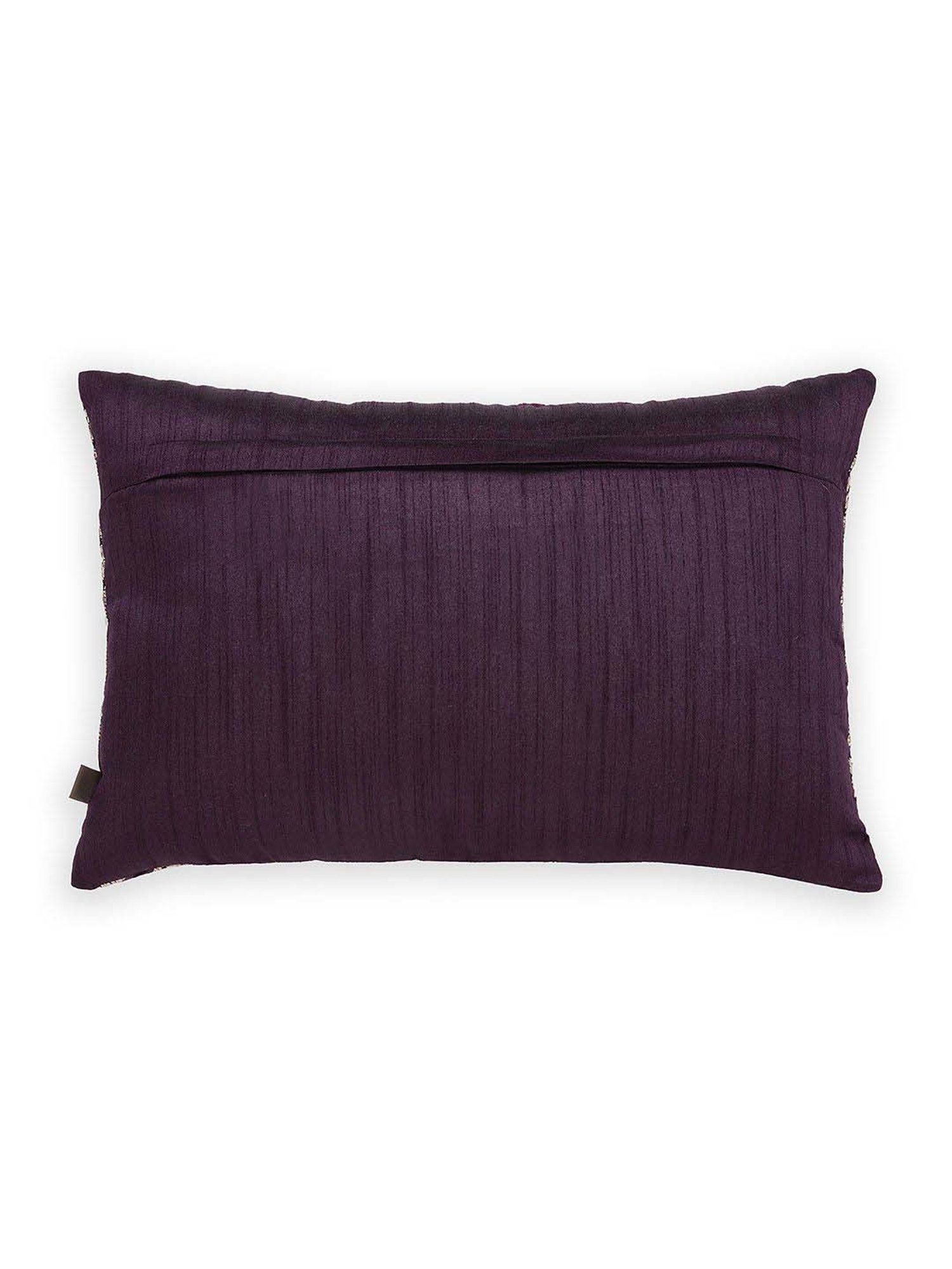 Pure Home and Living Purple Cotton Applique Work Rectangular Cushion Cover