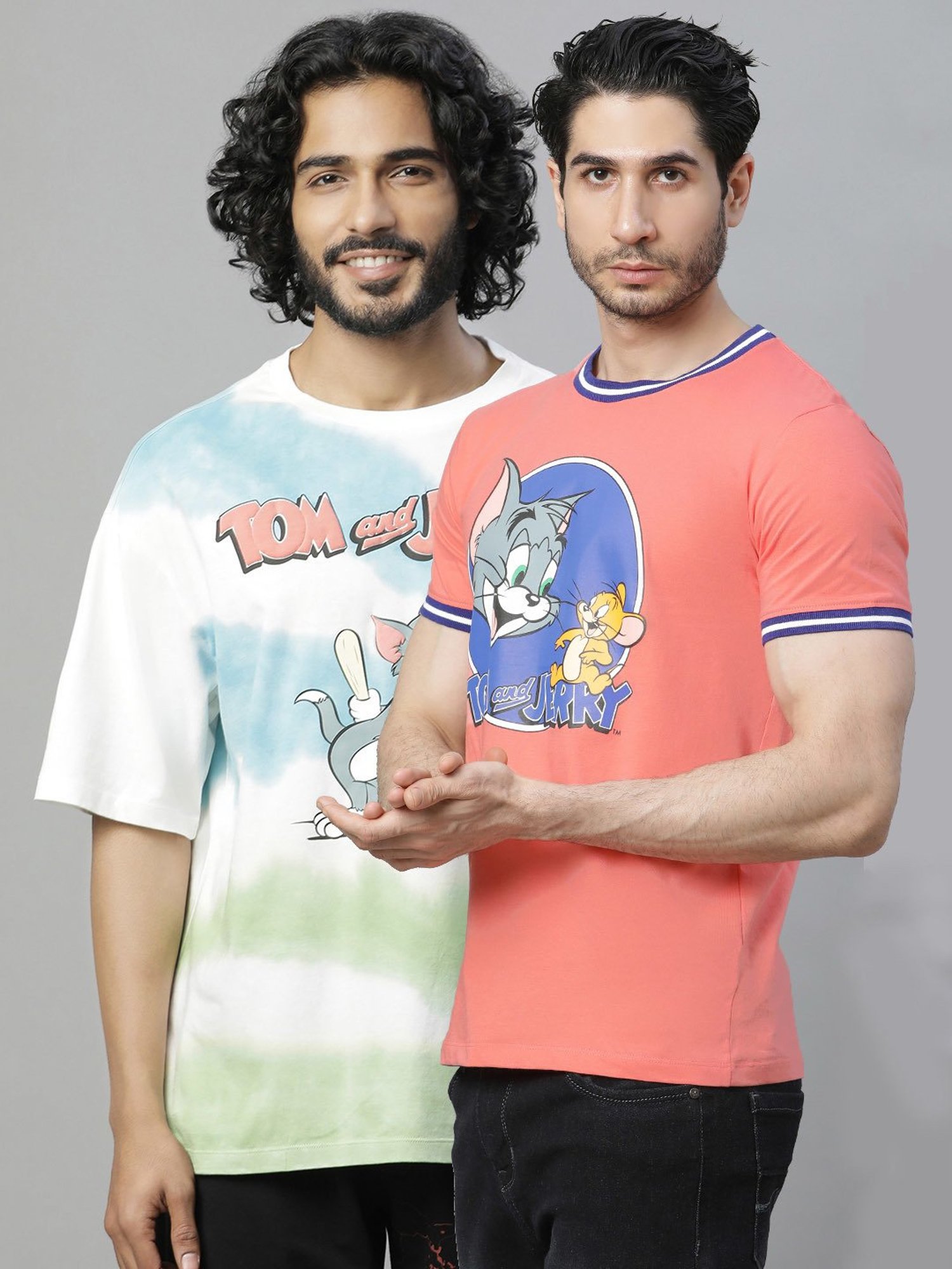 Free Authority Multicolor Regular Fit Tom & Jerry Print T-Shirt - Pack of 2