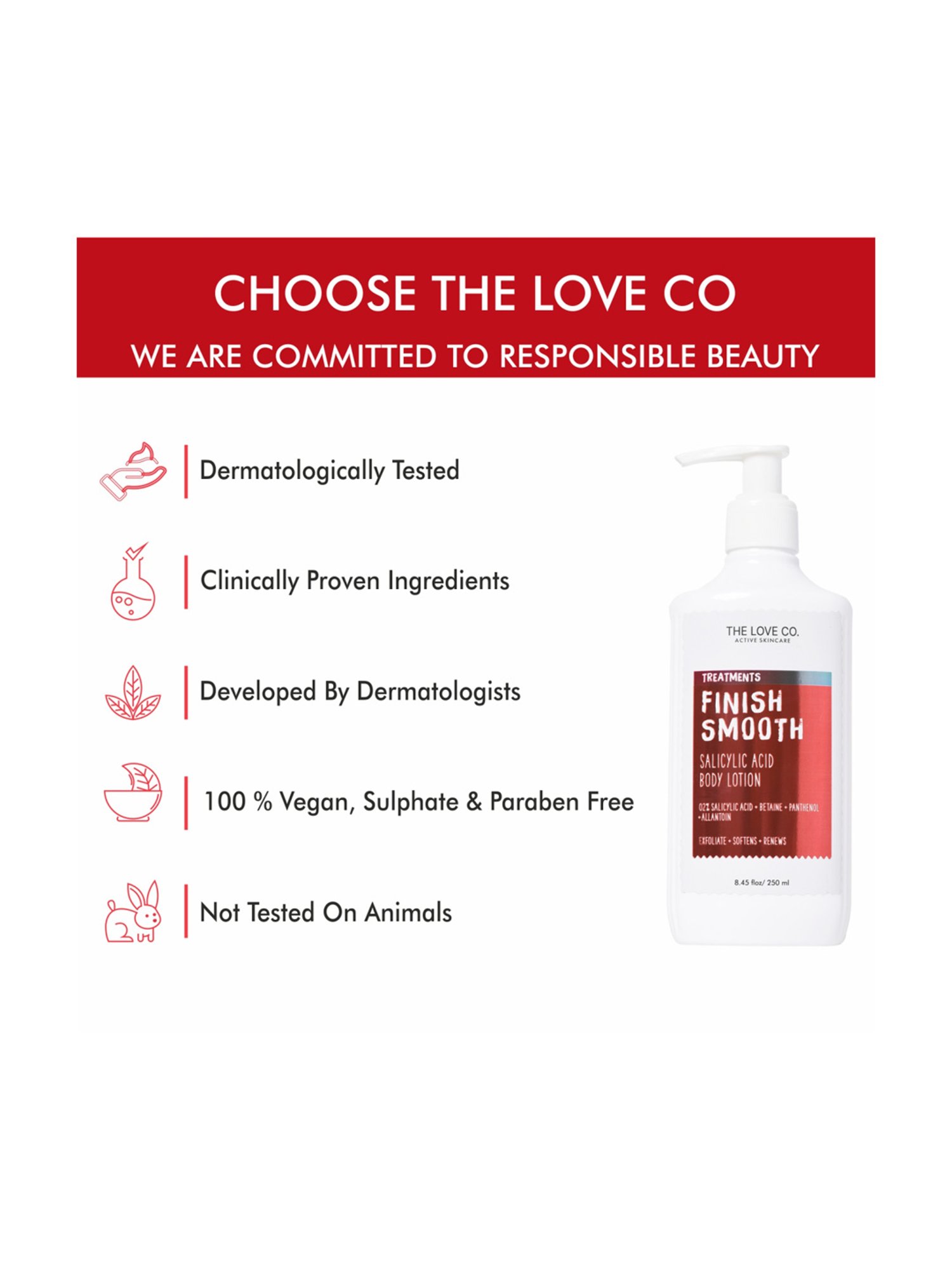 The Love Co. Finish Smooth Salicylic Acid Body Lotion - 250 ml