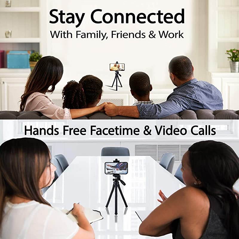 11" Mini Tripod Flexible Legs Camera Phone Stand Holder, Bluetooth Remote, Portable, Selfies, Video, Pan Tilt Head, Waterproof, Anti Crack, Compatible with iPhone & Android, DSLR