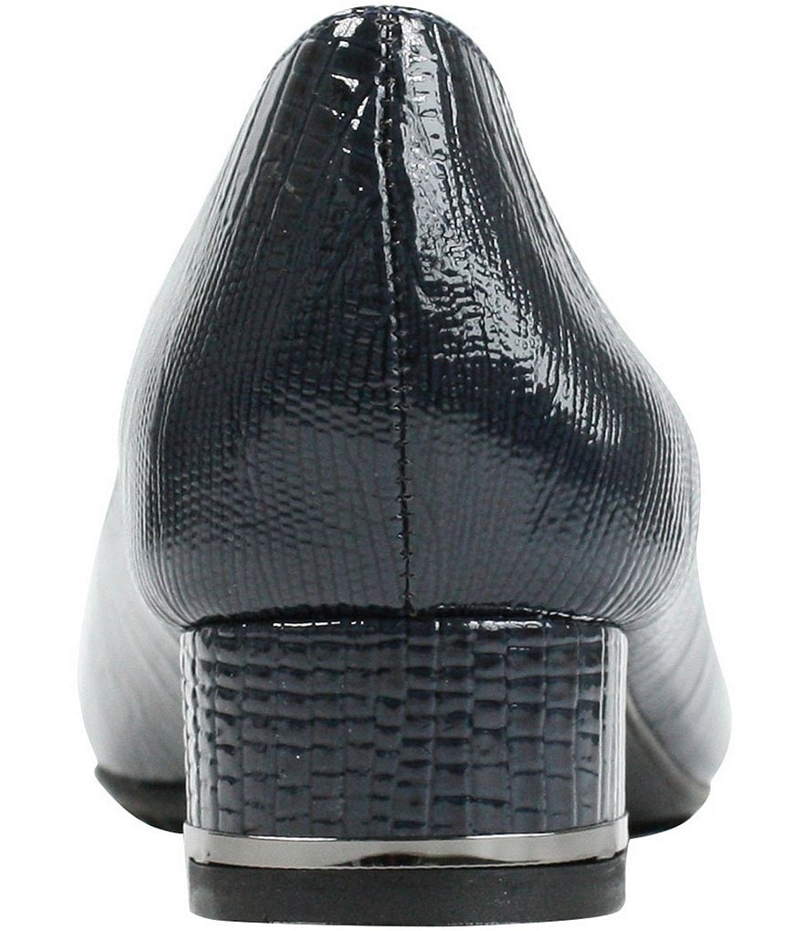 J. Renee Bambalina Lizard Print Patent Leather Block Heel Pumps