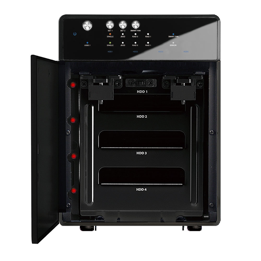 Mediasonic Raid USB 3.1 Type C 4 Bay 3.5&rdquo; SATA Hard Drive Enclosure with USB 3.1 Hub Feature &ndash; USB 3.1 Gen 2 10Gbps (HFR7-SU31CH)