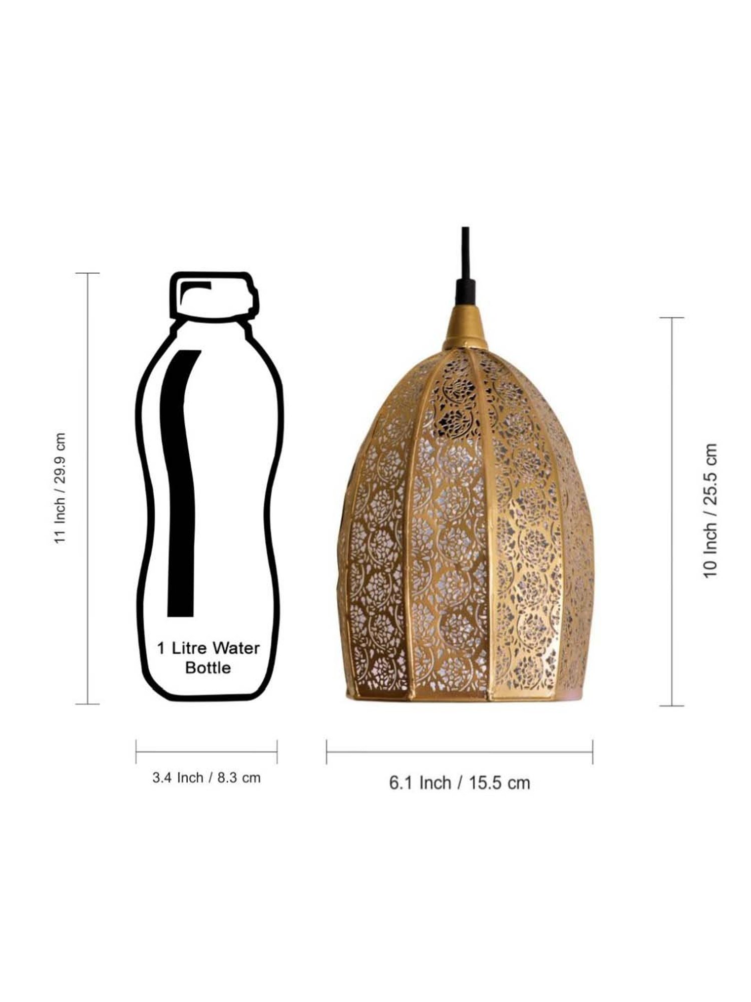 ExclusiveLane 'Moroccan Elegance' Matte Gold Iron Hand-Etched Pendant Lamp - Set of 1