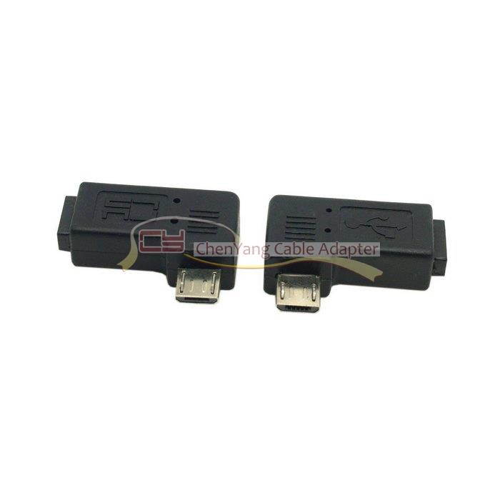 2pcs Left & Right Angled Micro USB 5 Pin Male to Female Extension Adapter