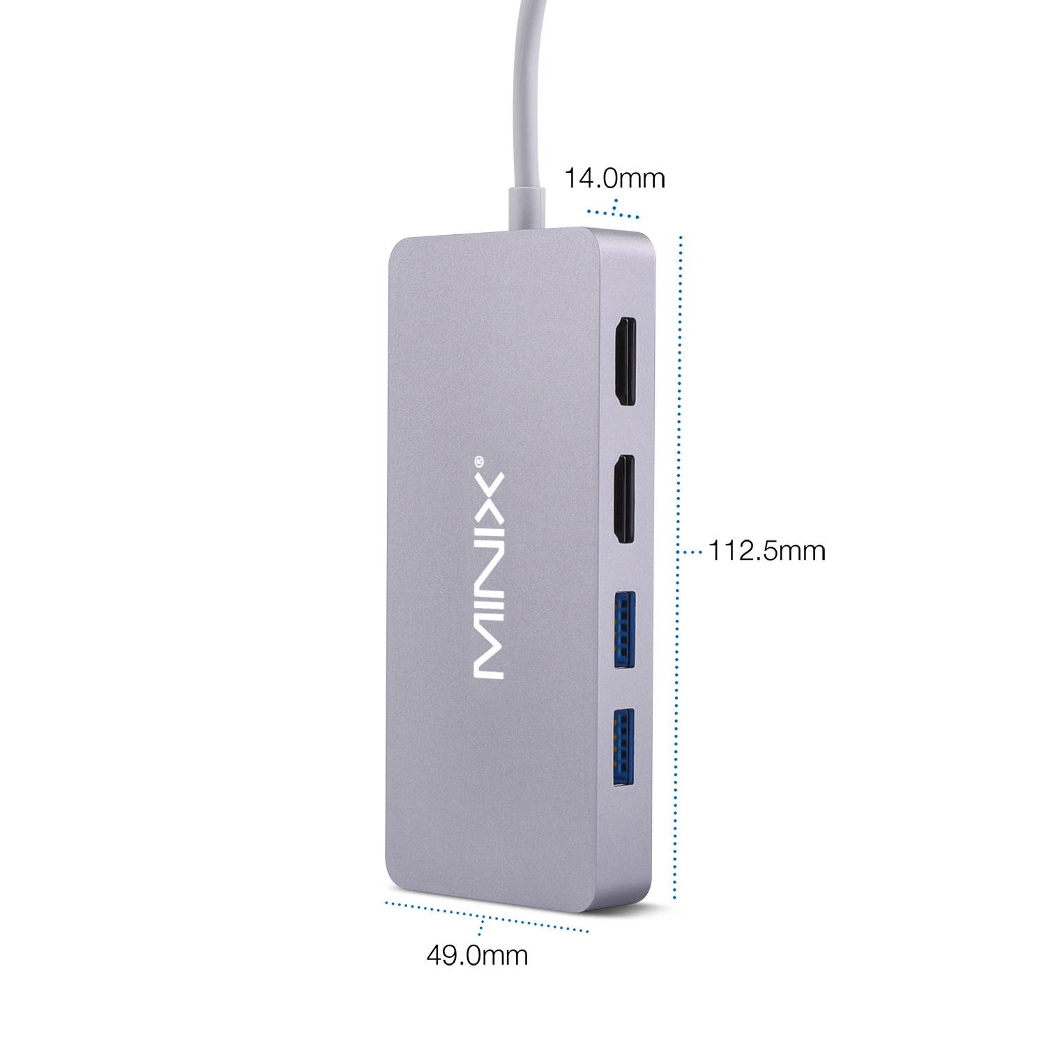 MINIX USB-C Hub Multiport Adapter with Dual HDMI Output, 4K Adapter, 3 USB 3.0 Ports, Gigabit Ethernet Port,USB-C Charging Port, Micro SD/SD Card Readers for Apple MacBook/MacBook Pro. (Silver)
