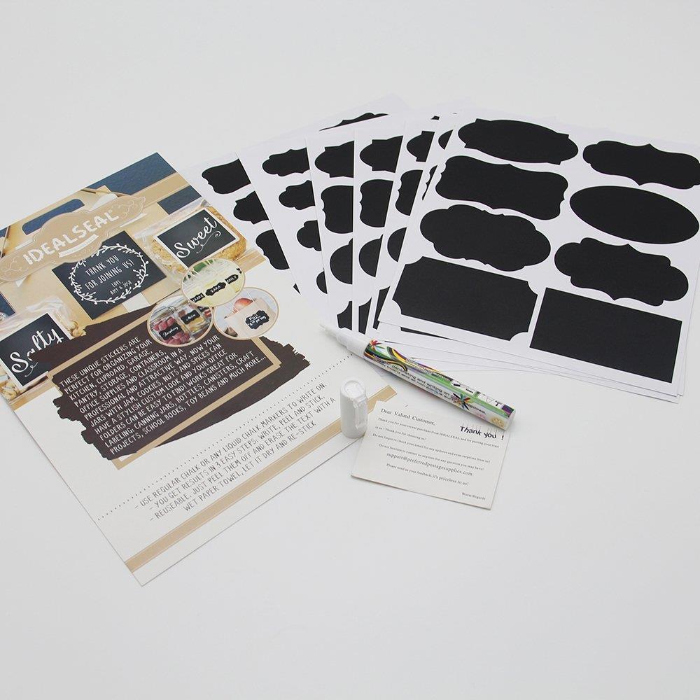 Chalkboard Labels Bundle Saves You Money: 146 Stickers + 2 Erasable White Chalk Markers. BEST Large Reusable Labels+Liquid Chalk Pen