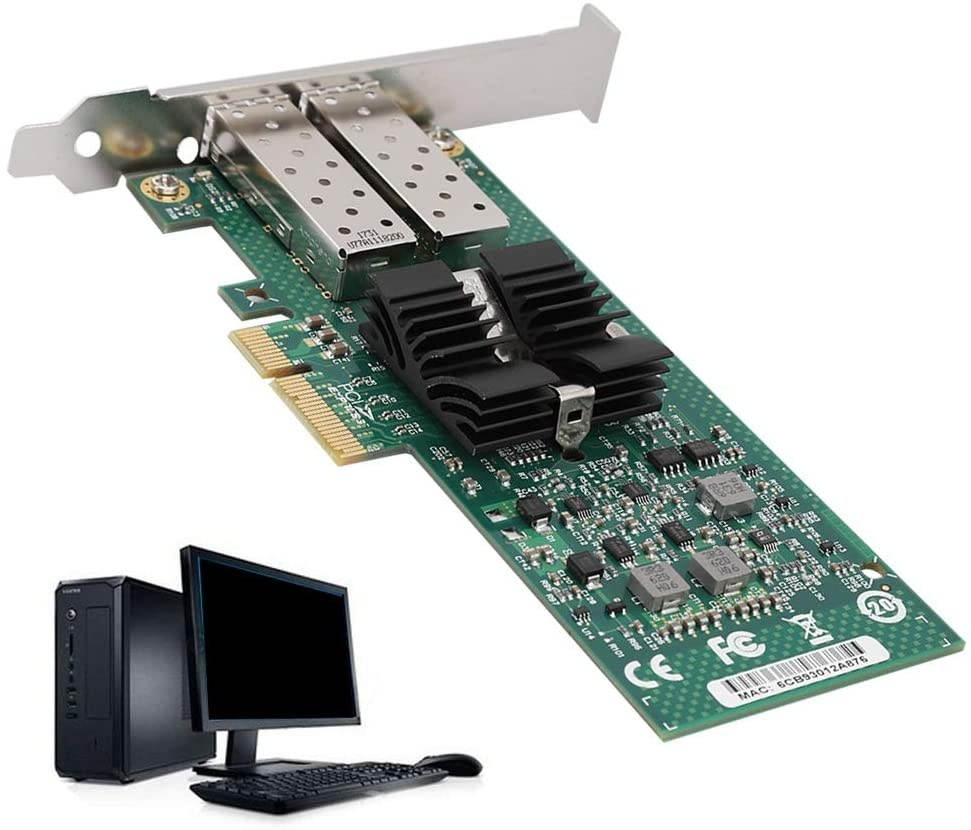 Mugast E1G42EF-SFP Network Card,PCI-E Dual Port 1Gbps Gigabit Server Ethernet Card Adapter with Driver CD for Inter 82576,Support for Windows Server 2008, Windows Vista SP2, etc