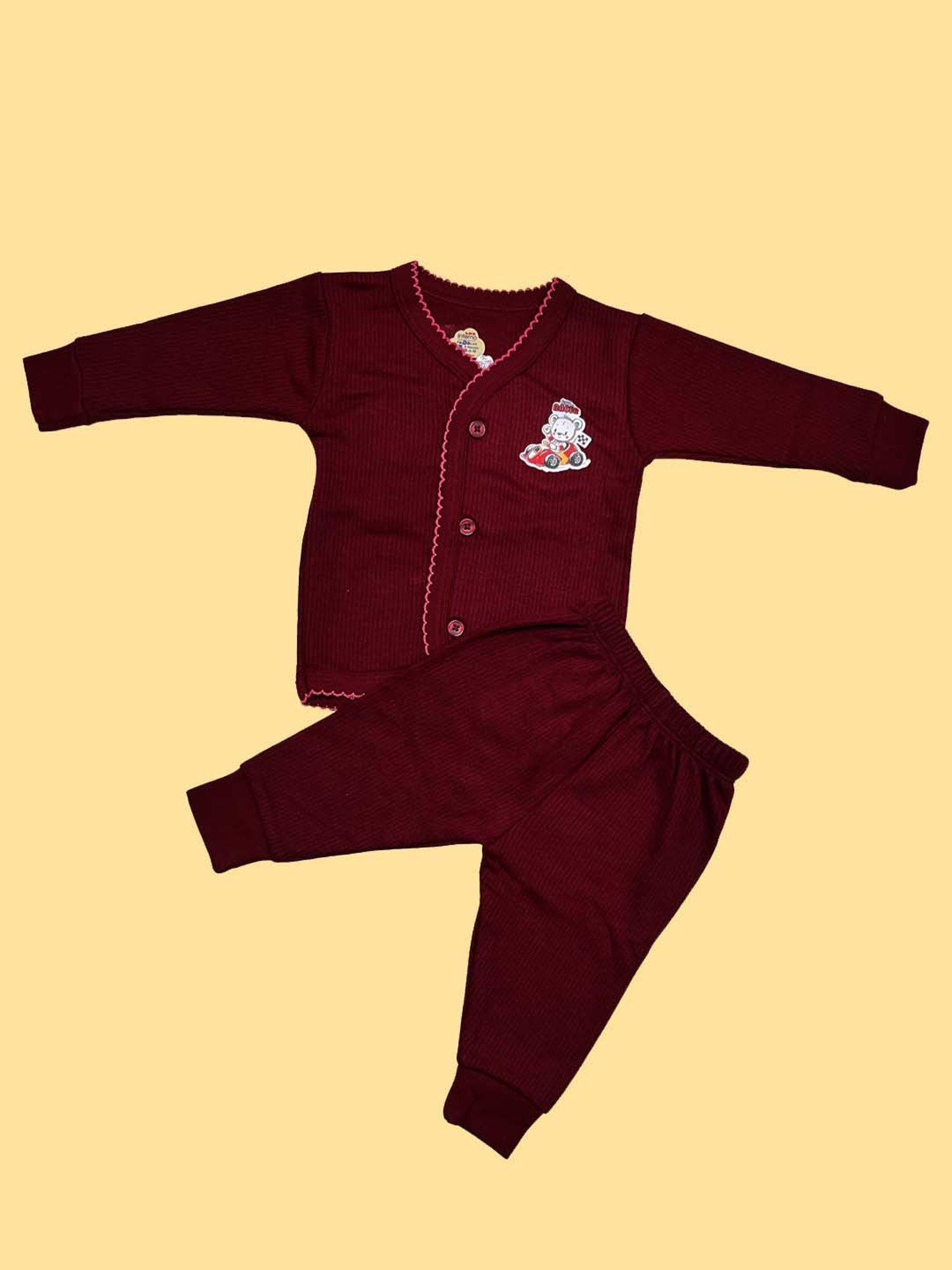LUX Inferno Kids Maroon & Grey Printed Full Sleeves Thermal Set(Pack of 2)