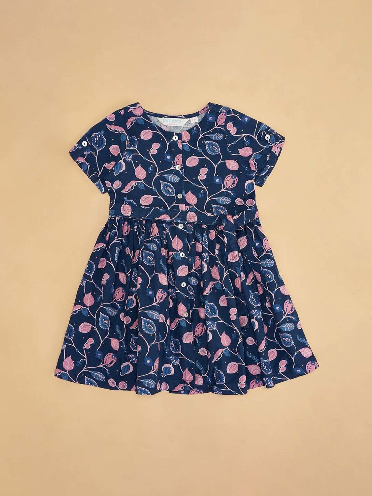 Akkriti by Pantaloons Kids Navy & Pink Cotton Printed Dress