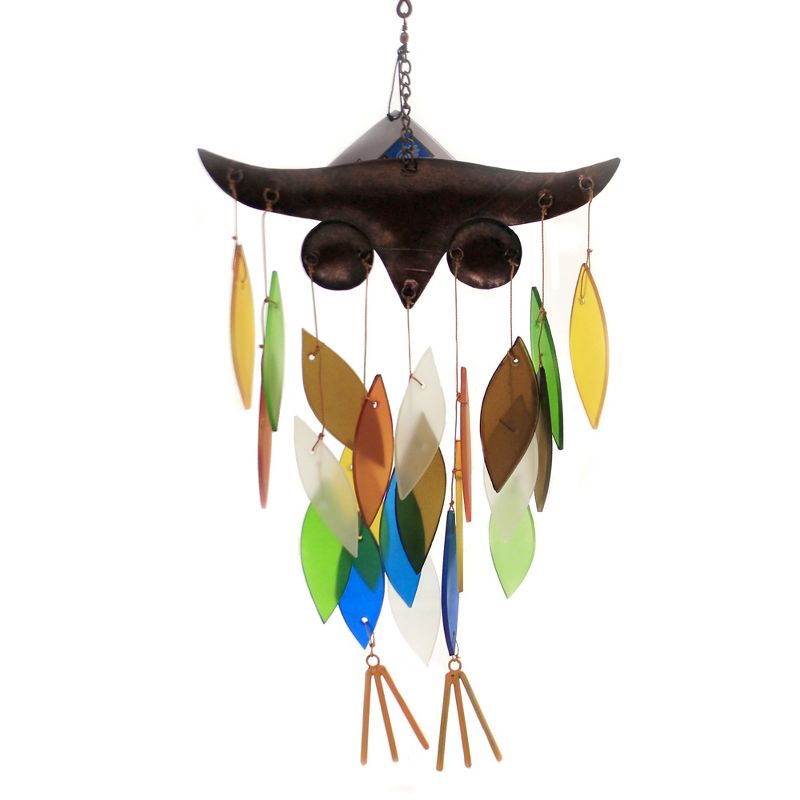 Home & Garden 19.0" Spikey Owl Windchime Hand Crafted Gold Crest Distributing  -  Bells And Wind Chimes