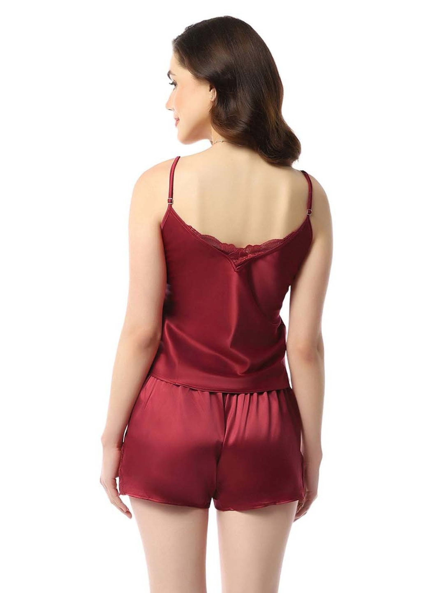 Amante Maroon Lace Work Camisole