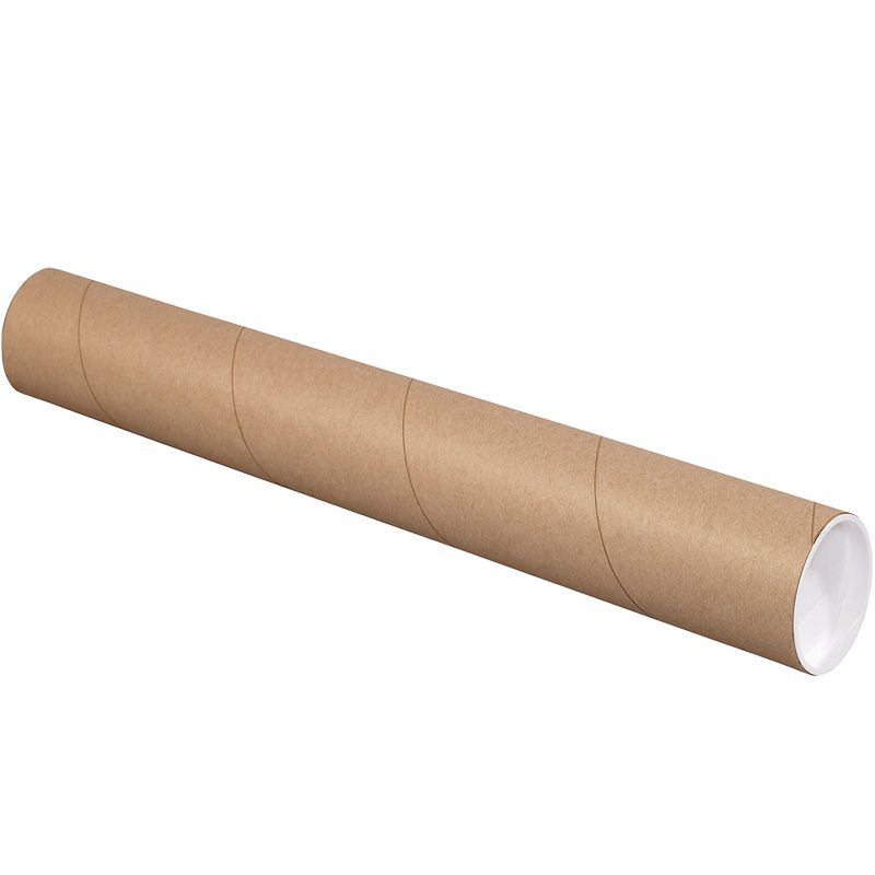 The Packaging Wholesalers Mailing Tubes with Caps 3" x 9" Kraft 24/Case P3009K