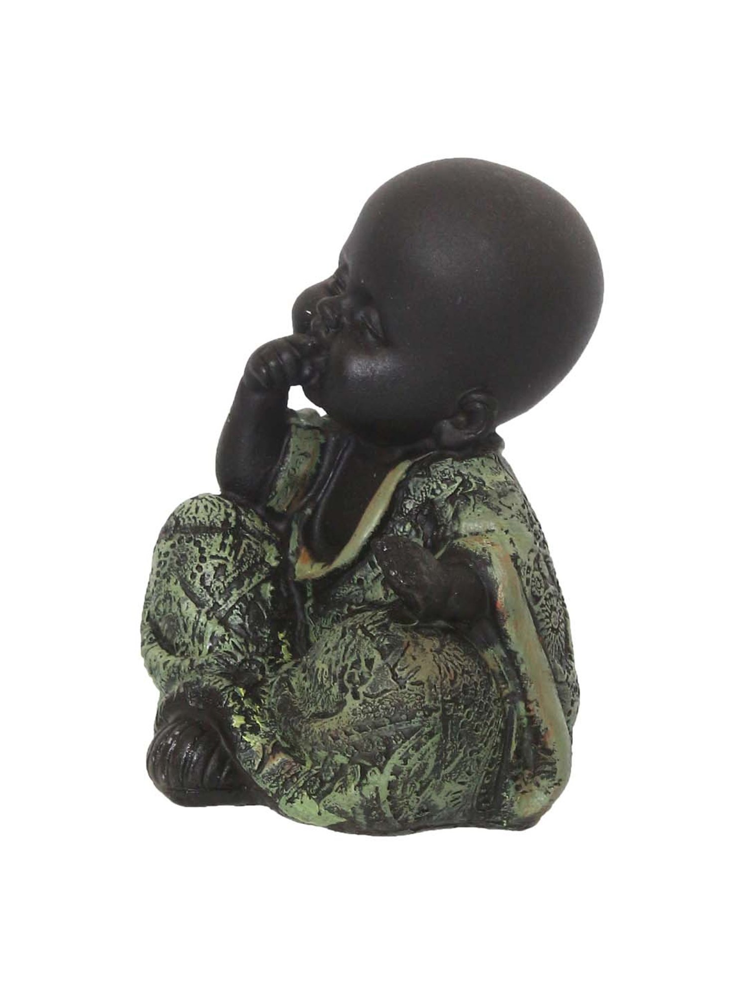 eCraftIndia Decorative Smiling Monk Buddha - Green
