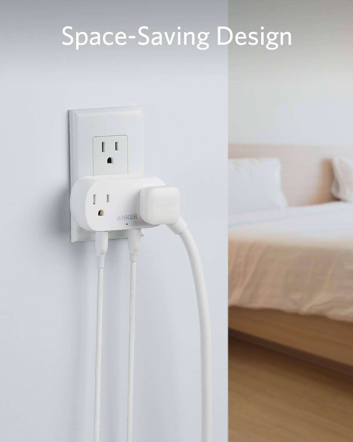 Anker AC Outlet and USB Wall Plug, PowerExtend USB Plug 2 Mini Wall Charger with 2 outlets, 2 USB Ports and PowerIQ Technology