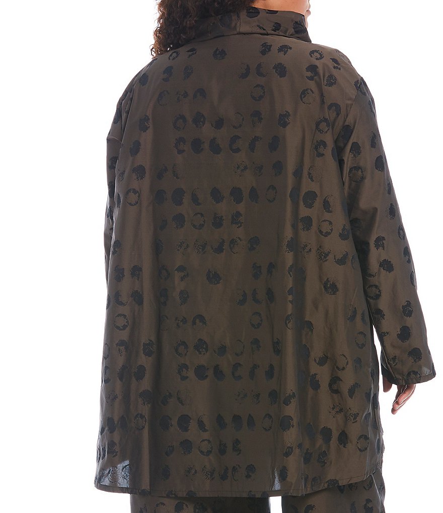 Ali Miles Plus Size Mixed Animal Print Open-Front Drop Needle Onion Skin Jacket