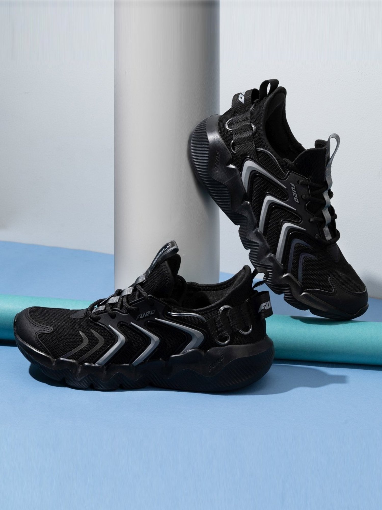 Furo by Red Chief Men's Black Walking Shoes